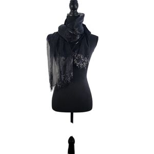 Black sheer scarf with dark rainbow 🌈 🖤 ✨️ Beads